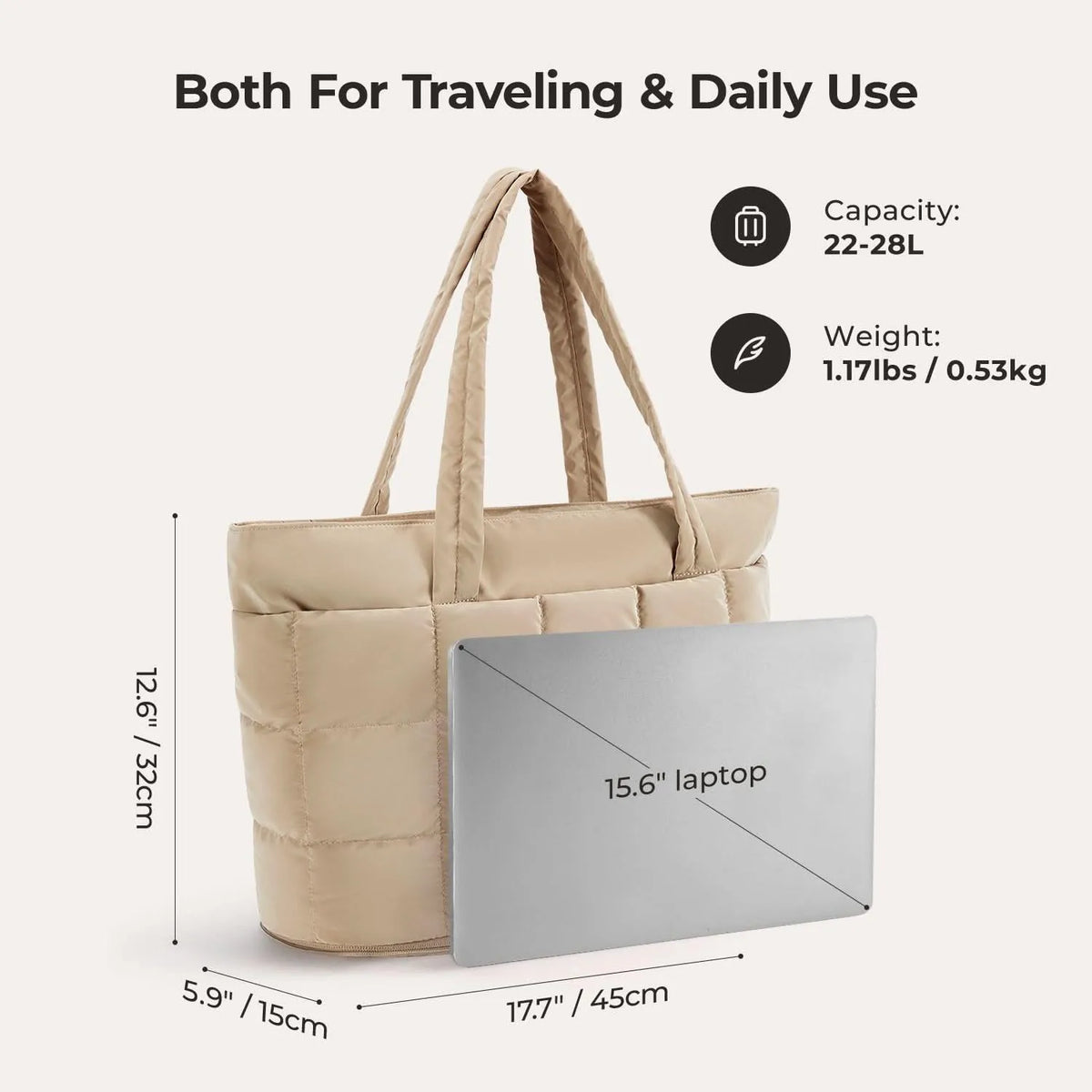 Bubble 22L-28L Expandable Puffer Travel Tote Bag